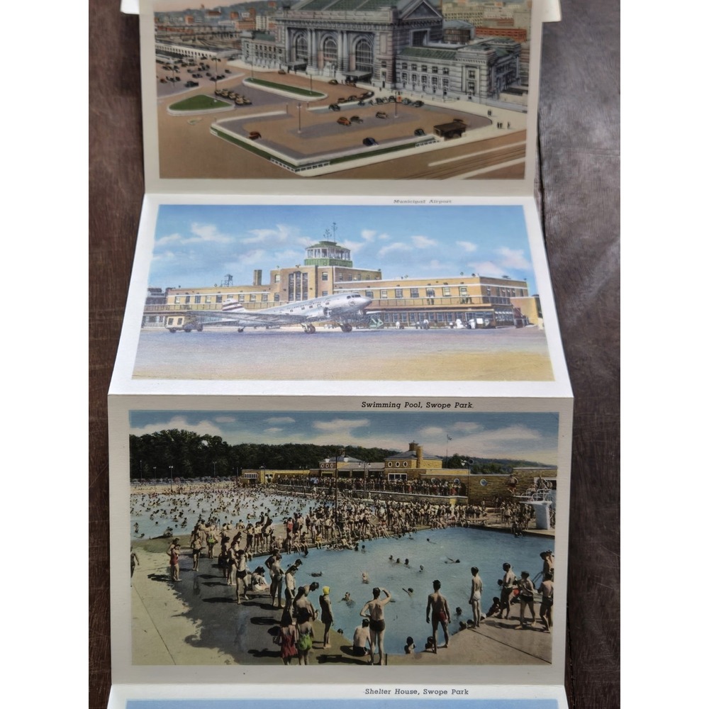 Vintage 40s SOUVENIR FOLDER of GREATER KANSAS CITY Postcard Album, Attractions - Picture 5 of 16